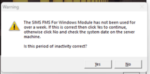 Sims 14 fms pop up – please log a ticket if this appears when it shouldnt