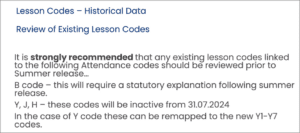 4 lesson codes historical data review of existing lesson codes