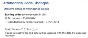 6 attendance code changes
