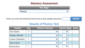 1 phonics statutory assessment data