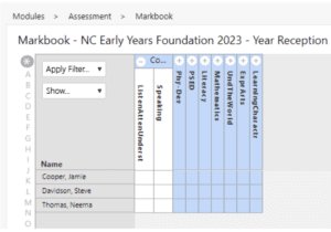 From the area drop down menu select key stage eyf year 5