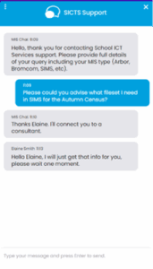 1 live chat sicts support