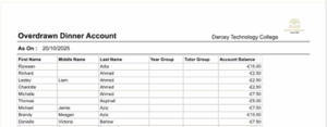 6 announcements from bromcom overdrawn dinner account