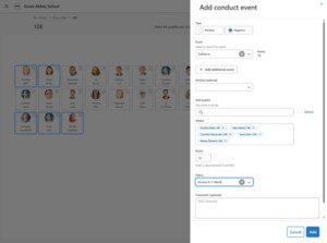 8 conduct events and report cards on class view