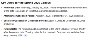 Bromcom 1 Key Dates for Spring Census 2026