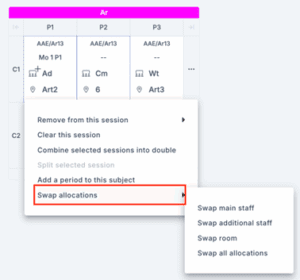 Bromcom 15 Swap all allocations