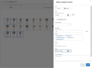 Sims 17 conduct events and report cards on class view